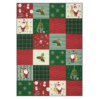 Garvee Christmas Rug 9x12 Area Rug for Living Room Washable Rug Plaid Rug Santa Claus Stripe Patchwork Non Slip Carpet Soft Stain Resistant Large Area Rug for Bedroom Dining Room Classroom 9'x12'