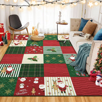Garvee Washable Area Rug 6x9 Rug Christmas Living Room Rug Santa Claus Rug Xmas Decor Checkered Non Slip Soft Bedroom Rug Low Pile Stain Resistant Carpet for Nursery Office Plaid Patchwork 6'x9'
