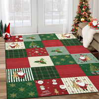 Garvee Washable Area Rug 8x10 Rug Christmas Rug Non Slip Living Room Rug Santa Claus Soft Large Area Rug for Bedroom Low Pile Stain Resistant Carpet for Nursery Office Plaid Patchwork 8'x10'