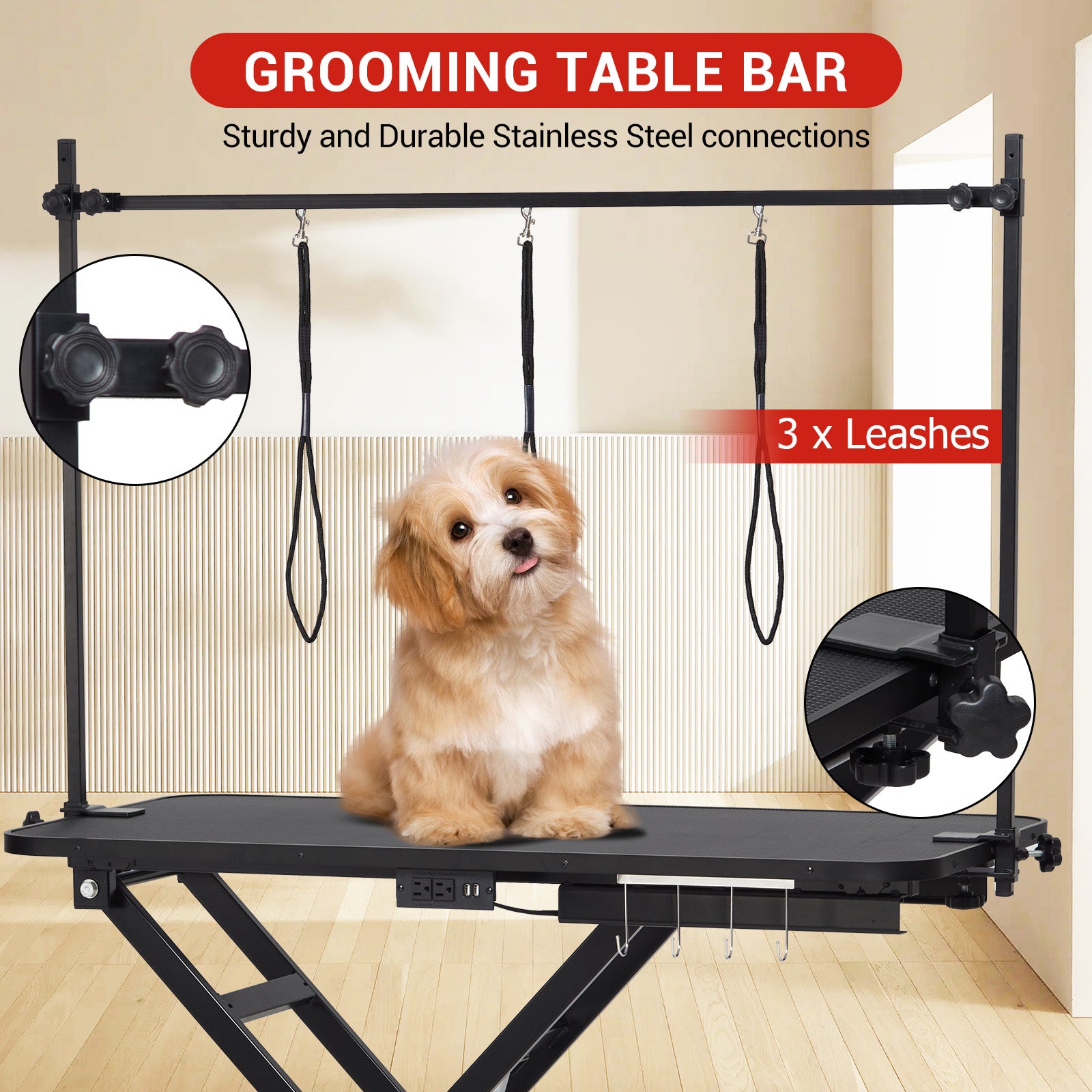 Garvee 47" Heavy Duty Electric Lift Grooming Table for Large Dogs/Cats, Black