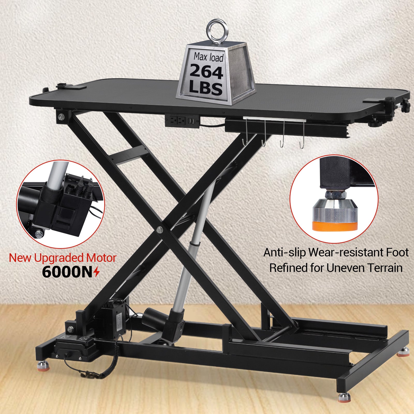 Garvee 47" Heavy Duty Electric Lift Grooming Table for Large Dogs/Cats, Black