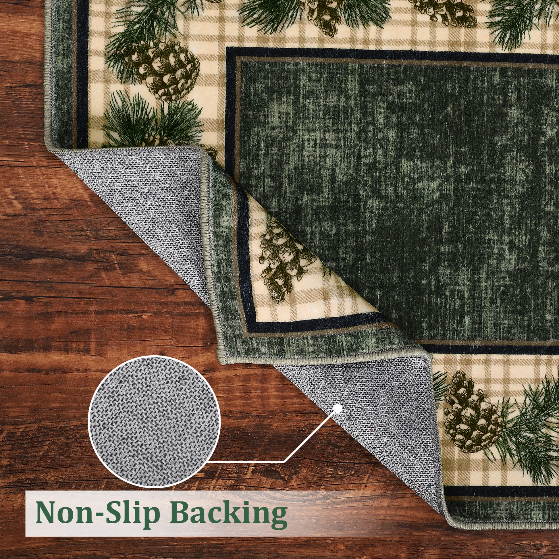 Garvee Washable Area Rug 4x6 Rug for Living Room Christmas Rug Green Plaid Rug Non Slip Entryway Rug Grid Soft Accent Rug for Bedroom Low Pile Stain Resistant Carpet for Office Plaid|Green 4'x6'