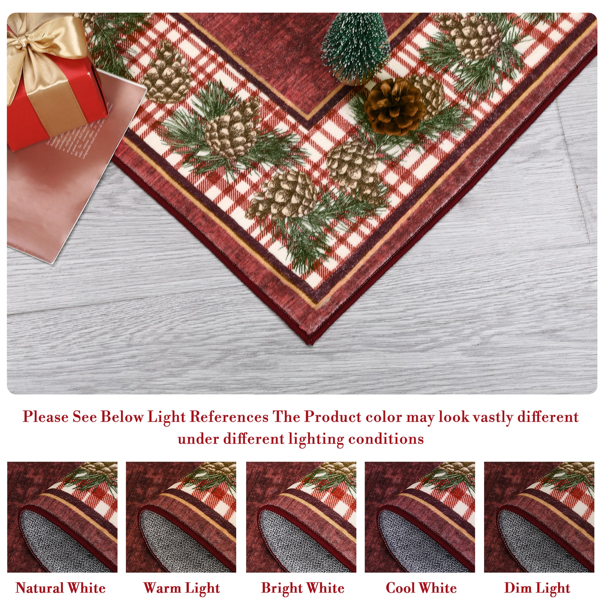 Garvee Christmas Door Mat 2x3 Washable Plaid Area Rug Xmas Doormat Non Slip Kitchen Rugs Bath Mat Low Pile Entryway Rug Home Decor Soft Stain Resistant Carpet for Laundry Entance Border|Red 2'x3'