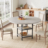 Garvee 47-Inch Round Dining Table with 1.59-Inch Thick Board, Kitchen Table, Dinner Table with Storage Shelves & Roman Metal Legs for Dining Room,Kitchen,Living Room-Rustic Grey(Table Only)