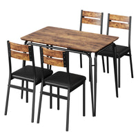 Garvee Modern Dining Table and Chair Set with for Rectangle Wood Table and 4 Upholstered Seats, Brown