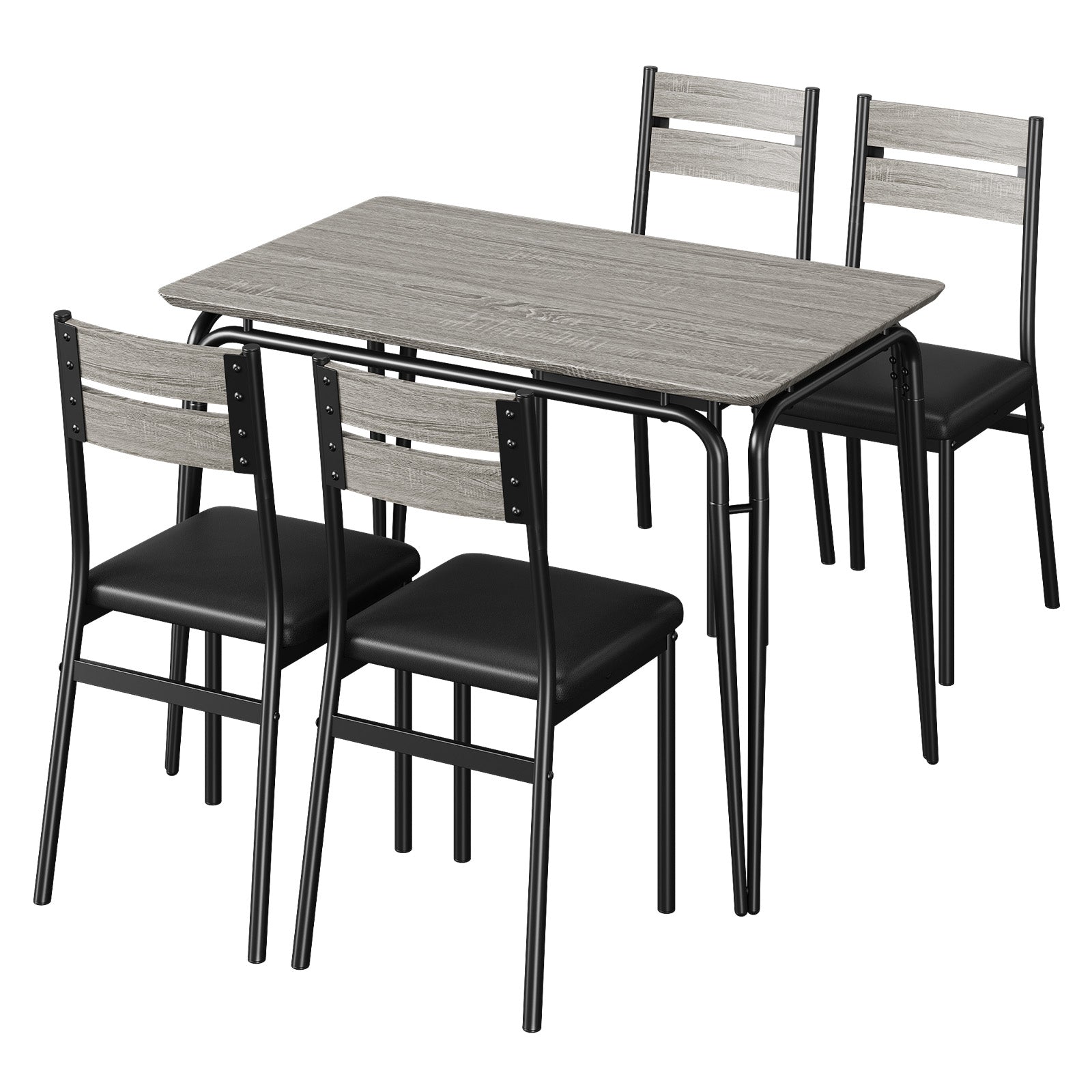 Garvee Dining Table Set for 4, Kitchen Table and Chairs for 4, 5 Piece Kitchen Dining Room Table Set, Space-Saving Wood Modern Rectangle Dinner Table Dinette Furniture for Home, Office, Grey