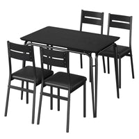 Garvee Dining Table Set for 4, Kitchen Table and Chairs for 4, 5 Piece Kitchen Dining Room Table Set, Space-Saving Wood Modern Rectangle Dinner Table Dinette Furniture for Home, Office, Black