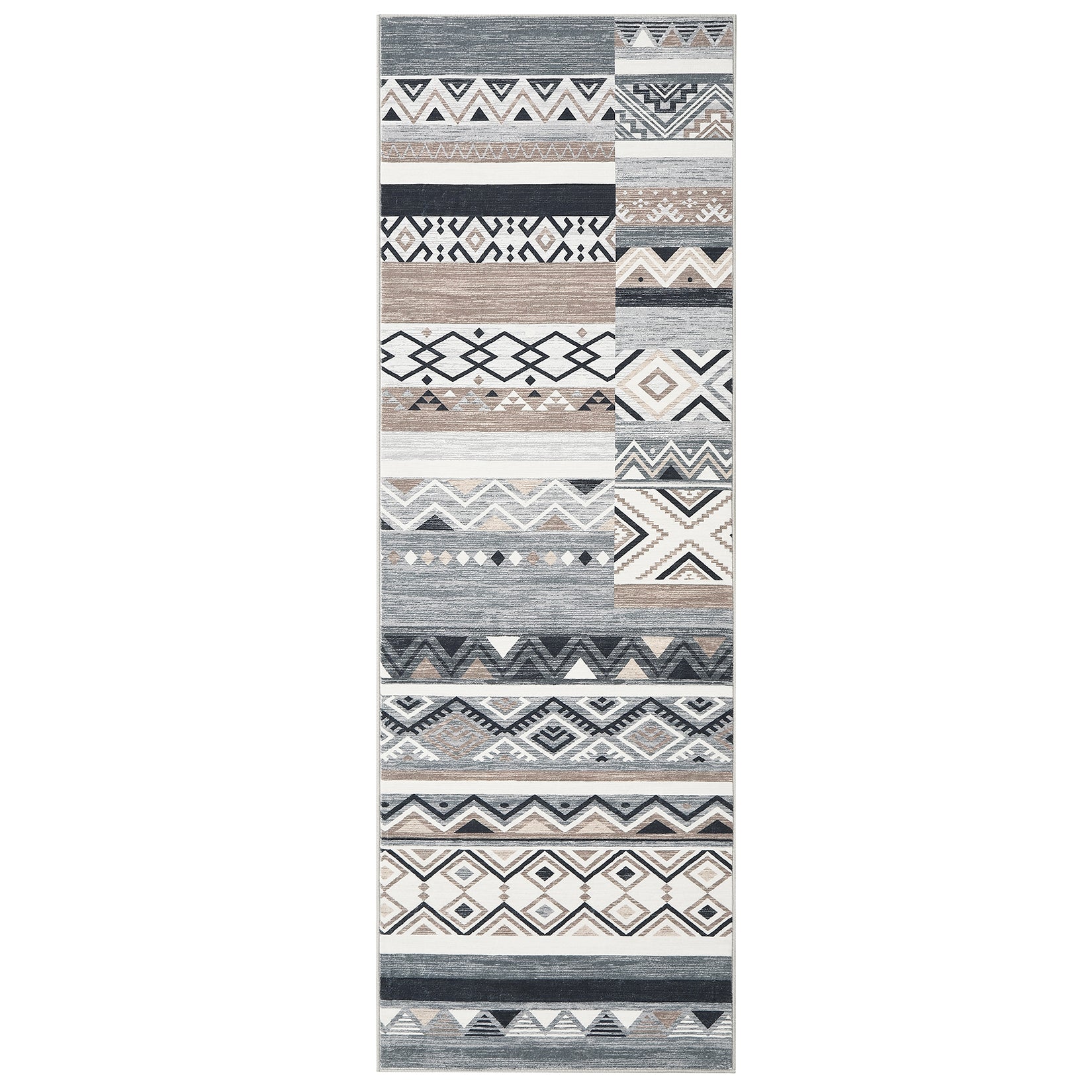 Garvee 2x6 Hallway Runner Rugs Washable Rug Tribal Farmhouse Neutral Rug Geometric Rug Low Pile Non-Slip Soft Rug for Entryway Bedroom Laundry Room Indoor Rug Grey