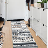 Garvee 2x6 Hallway Runner Rugs Washable Rug Tribal Farmhouse Neutral Rug Geometric Rug Low Pile Non-Slip Soft Rug for Entryway Bedroom Laundry Room Indoor Rug Grey