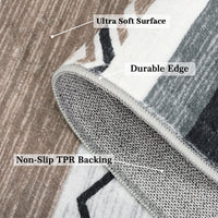 Garvee 10x13 Area Rug for Living Room Washable Rug Tribal Farmhouse Neutral Rug Geometric Rug Soft Non-Slip Low Pile Stain Resistant Rug for Dining Room Bedroom Grey/Black