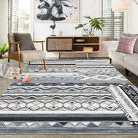 Garvee 10x13 Area Rug for Living Room Washable Rug Tribal Farmhouse Neutral Rug Geometric Rug Soft Non-Slip Low Pile Stain Resistant Rug for Dining Room Bedroom Grey/Black