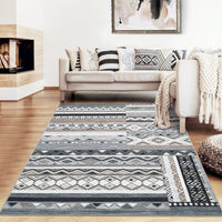 Garvee 10x13 Area Rug for Living Room Washable Rug Tribal Farmhouse Neutral Rug Geometric Rug Soft Non-Slip Low Pile Stain Resistant Rug for Dining Room Bedroom Grey/Black