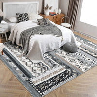 Garvee 10x13 Area Rug for Living Room Washable Rug Tribal Farmhouse Neutral Rug Geometric Rug Soft Non-Slip Low Pile Stain Resistant Rug for Dining Room Bedroom Grey/Black