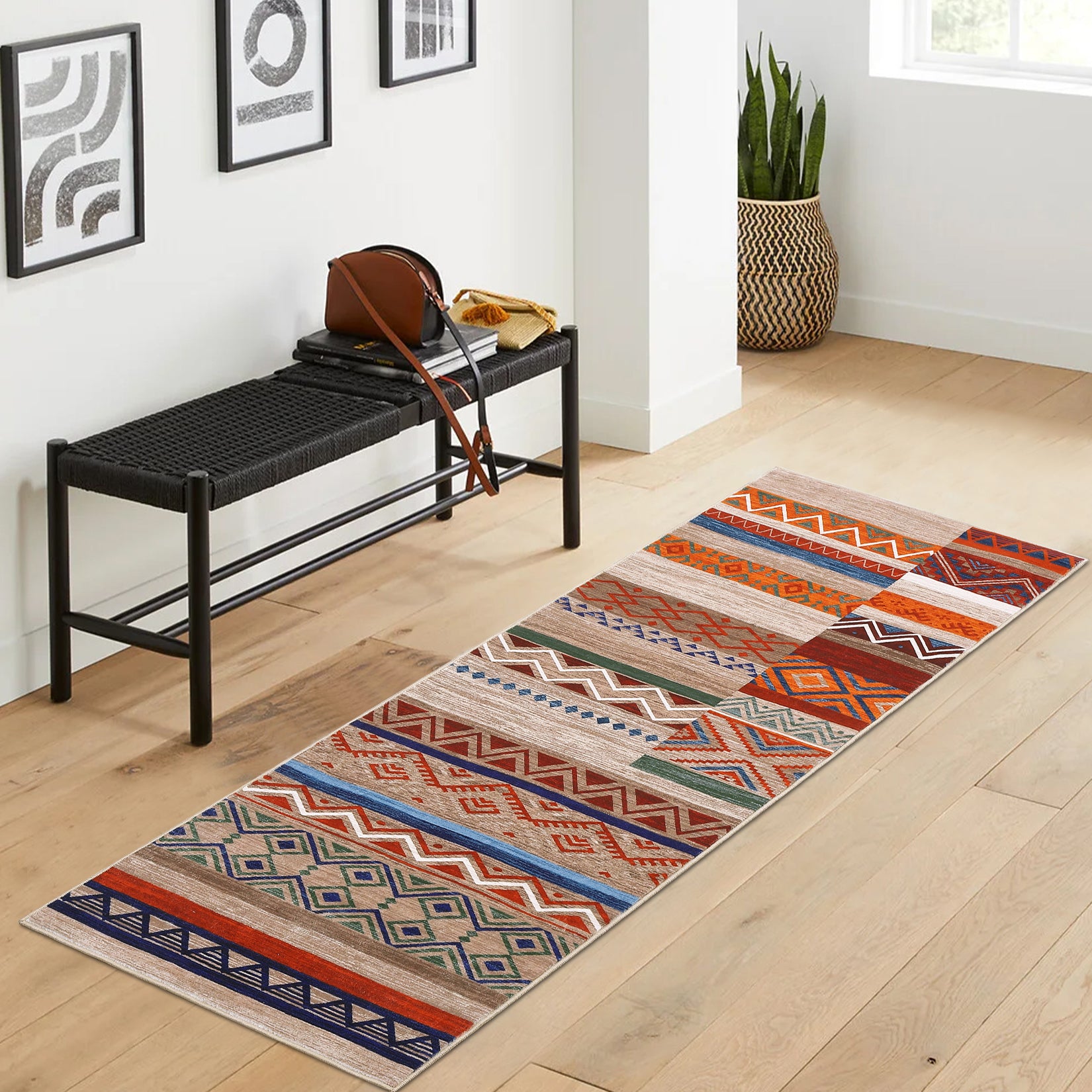 Garvee Boho Design Non Slip Area Rug for Living Room Bedroom, Stain Resistant Carpet for Dining Room and Entryway