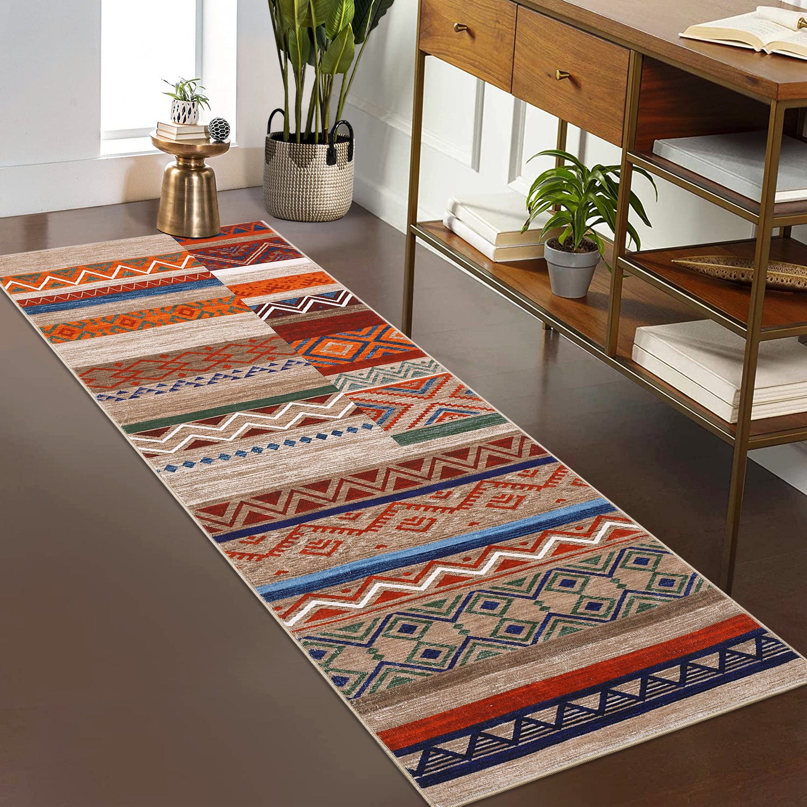 Garvee Boho Design Non Slip Area Rug for Living Room Bedroom, Stain Resistant Carpet for Dining Room and Entryway