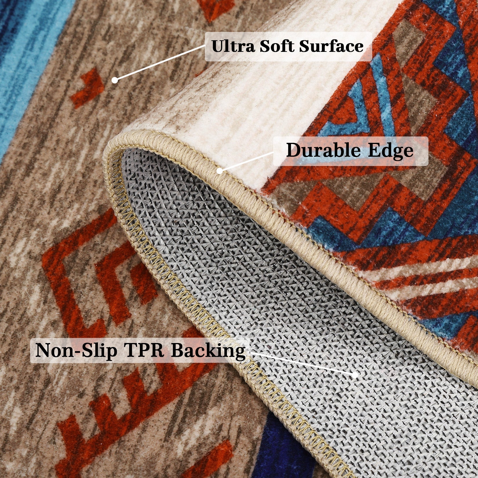 Garvee Boho Design Non Slip Area Rug for Living Room Bedroom, Stain Resistant Carpet for Dining Room and Entryway