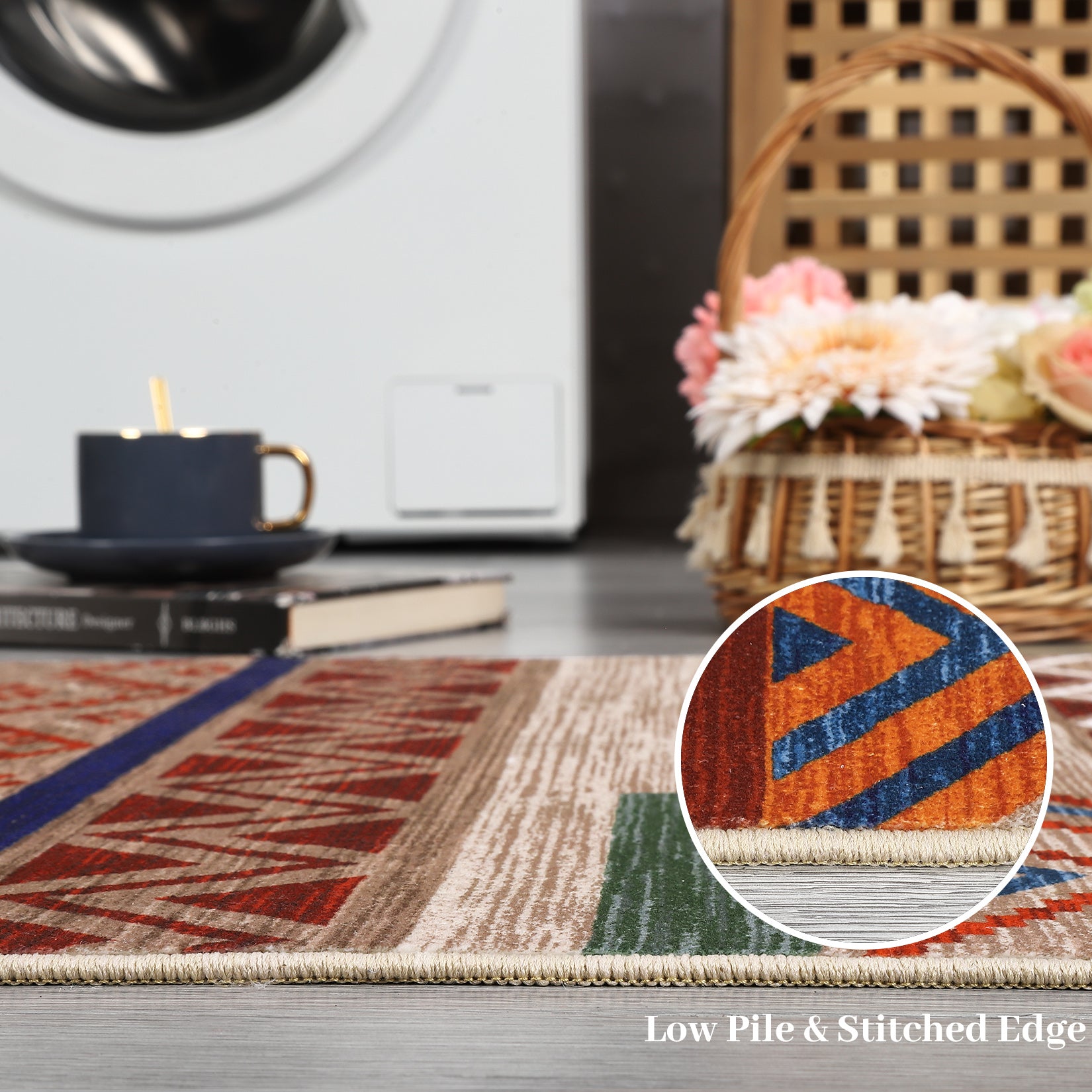 Garvee Boho Design Non Slip Area Rug for Living Room Bedroom, Stain Resistant Carpet for Dining Room and Entryway