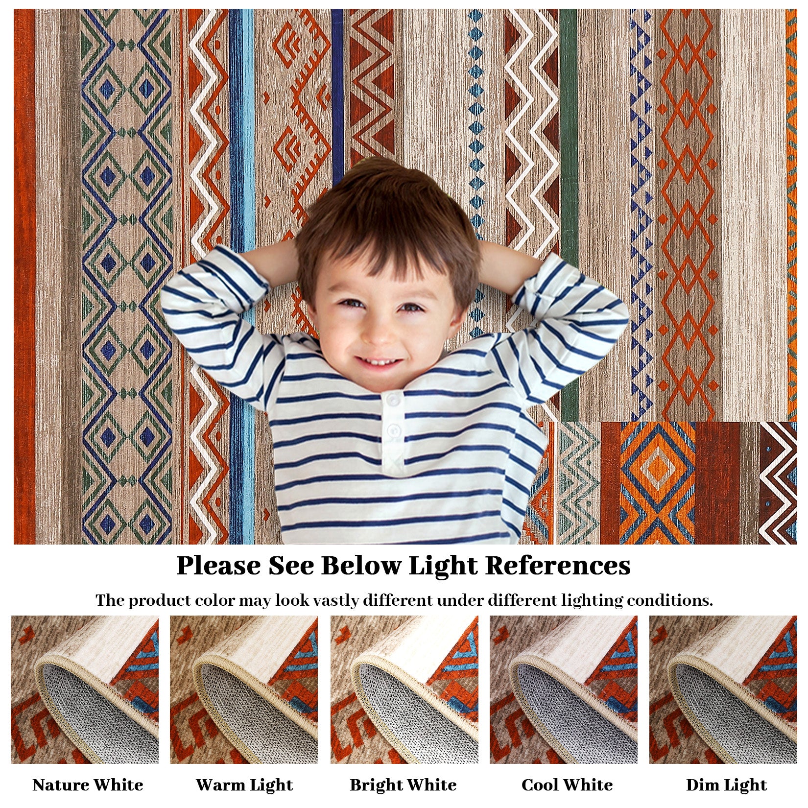 Garvee Boho Design Non Slip Area Rug for Living Room Bedroom, Stain Resistant Carpet for Dining Room and Entryway