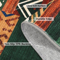 Garvee 4x6 Washable Rugs Chrismas Rug for Living Room Southwestern Tribal Geometric Area Rug for Bedroom Patchwork Office Carpet Low Pile Neutral Soft Nursery Rug Non Slip