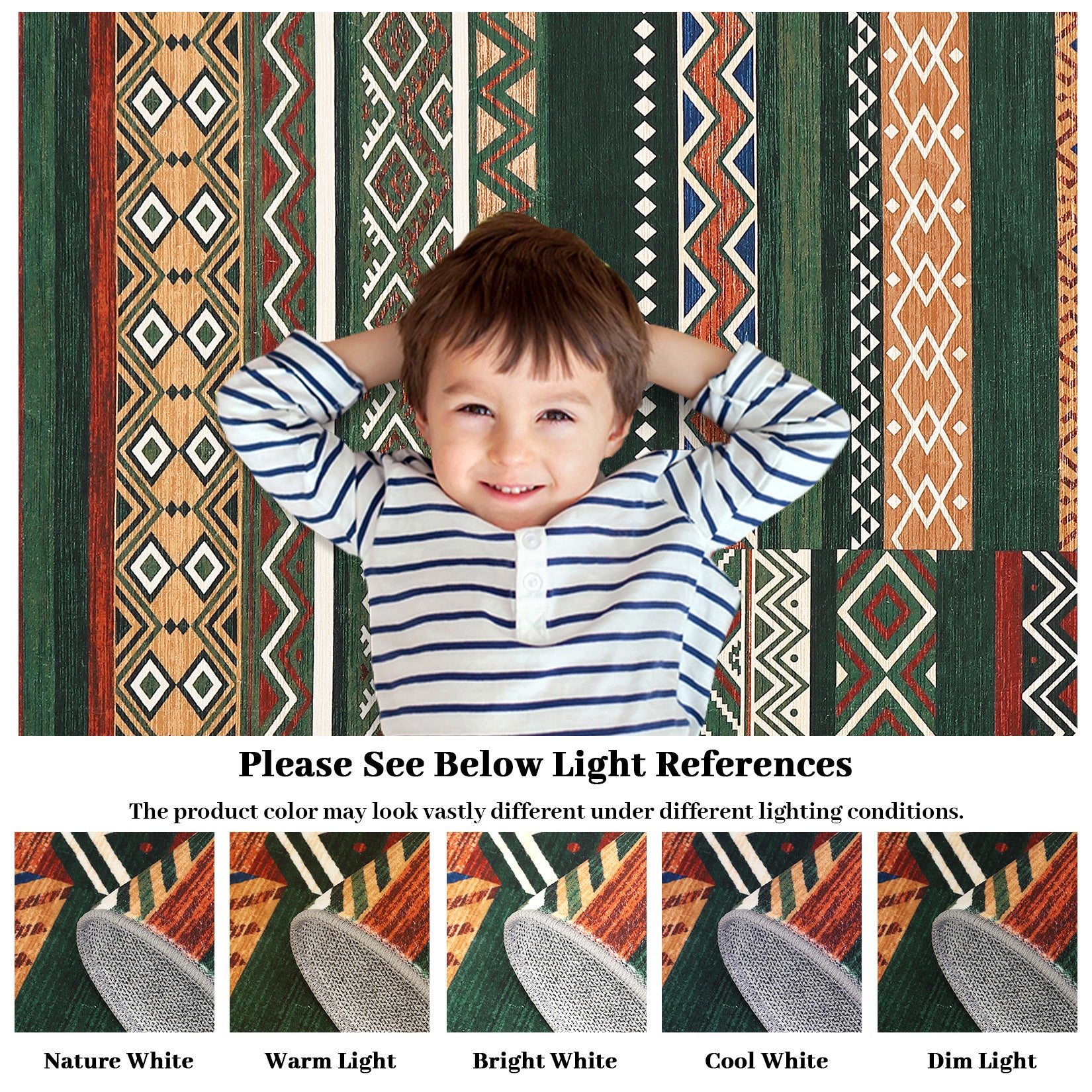 Garvee 4x6 Washable Rugs Chrismas Rug for Living Room Southwestern Tribal Geometric Area Rug for Bedroom Patchwork Office Carpet Low Pile Neutral Soft Nursery Rug Non Slip