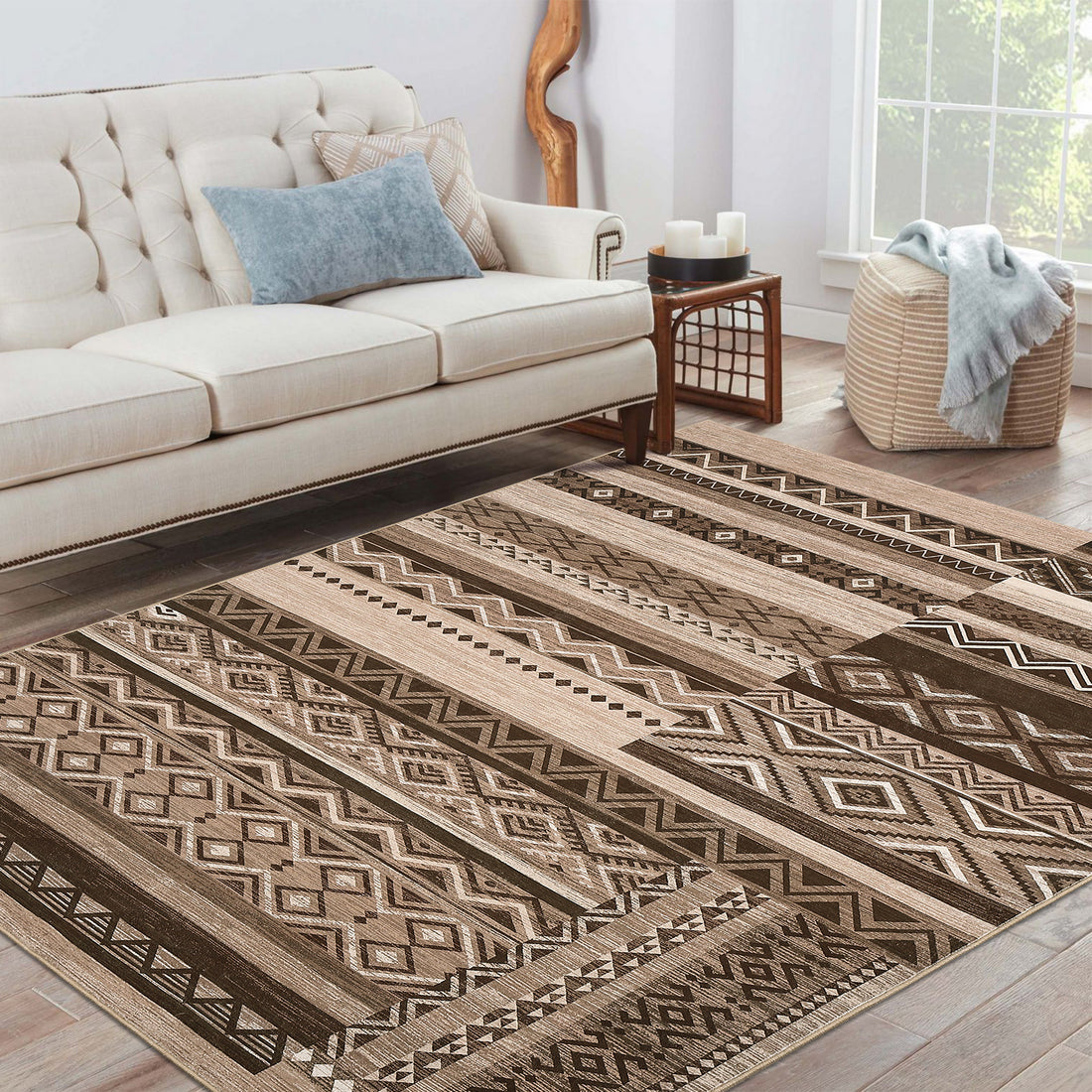 Garvee Boho Design Non Slip Area Rug for Living Room Bedroom, Stain Resistant Carpet for Dining Room and Entryway