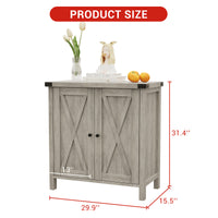 Garvee Farmhouse Buffet Cabinet with Doors and Shelves, MDF Wood, Adjustable Shelf, Metal Handles, for Living Room, Dining Room, Hallway, Grey
