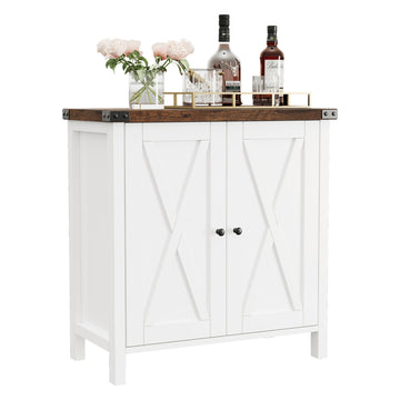 Garvee Buffet Cabinet Farmhouse Storage Cabinet with Doors and Shelves, Buffets and Sideboards Entryway Console Cabinet for Living Room, Dining Room, White
