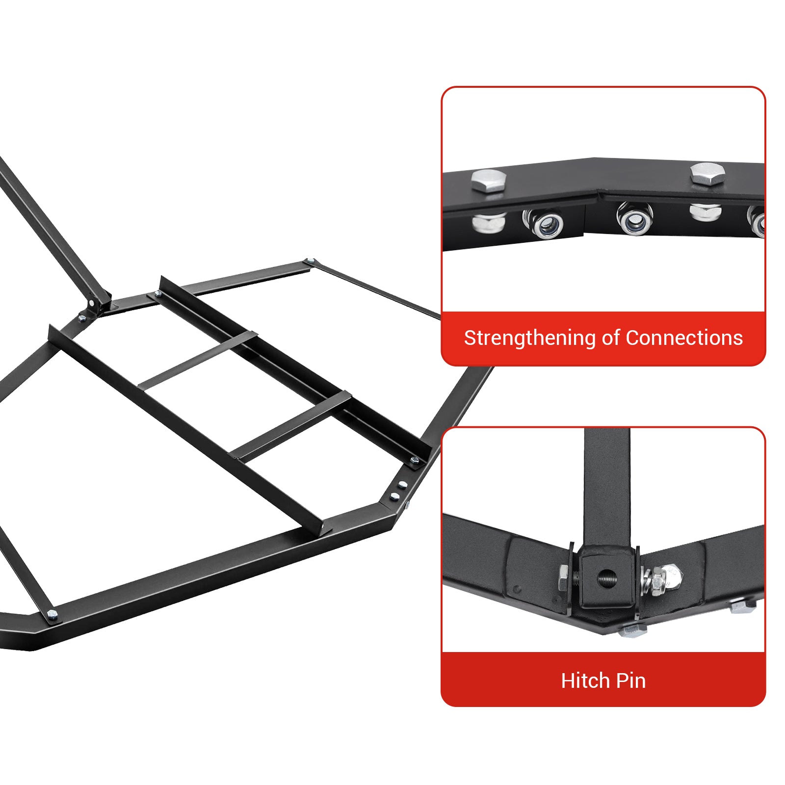 Garvee 74 Inch ATV Drag Harrow with 2 Adjustable Bars, Driveway Drag Grader for Farm Garden Field Landscape Leveling or Sod Prepping