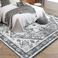 Garvee Washable Vintage Printed Area Rug, Non-Slip Ultra-Thin Low Pile Indoor Carpet for Living Room, Bedroom, and Dining Room