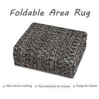 Garvee Area Rug Dark Grey 10x13 Extra Large Rug Print Braided Machine Washable Rug for Living Room, Non-Slip Stain Resistant Accent Rug Farmhouse Printed Weaving Floor Cover Carpet for Bedroom