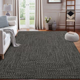 Garvee Dark Grey 8x10 Area Rug Print Braided Area Rug Machine Washable Rug for Living Room Farmhouse Solid Printed Weaving Carpet Non-Slip Stain Resistant Accent Rug Floor Cover for Home Decor - Dark Gray