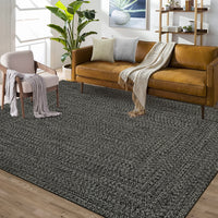 Garvee Area Rug Dark Grey 10x13 Extra Large Rug Print Braided Machine Washable Rug for Living Room, Non-Slip Stain Resistant Accent Rug Farmhouse Printed Weaving Floor Cover Carpet for Bedroom