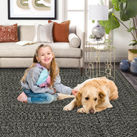 Garvee Area Rug Dark Grey 10x13 Extra Large Rug Print Braided Machine Washable Rug for Living Room, Non-Slip Stain Resistant Accent Rug Farmhouse Printed Weaving Floor Cover Carpet for Bedroom