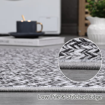 Garvee 9x12 Area Rug Print Braided Large Area Rug Machine Washable Rug for Living Room, Non-Slip Stain Resistant Accent Rug Farmhouse Solid Printed Weaving Floor Cover Carpet for Bedroom, Grey