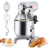 Garvee 30QT Commercial Food Mixer, 1100w High Efficiency Commercial Mixer with 3 Speeds & Stainless Steel Bowl, 94/165/386 Rpm Large Dough Mixer for Bakeries Restaurants Baking Equipment - Silver