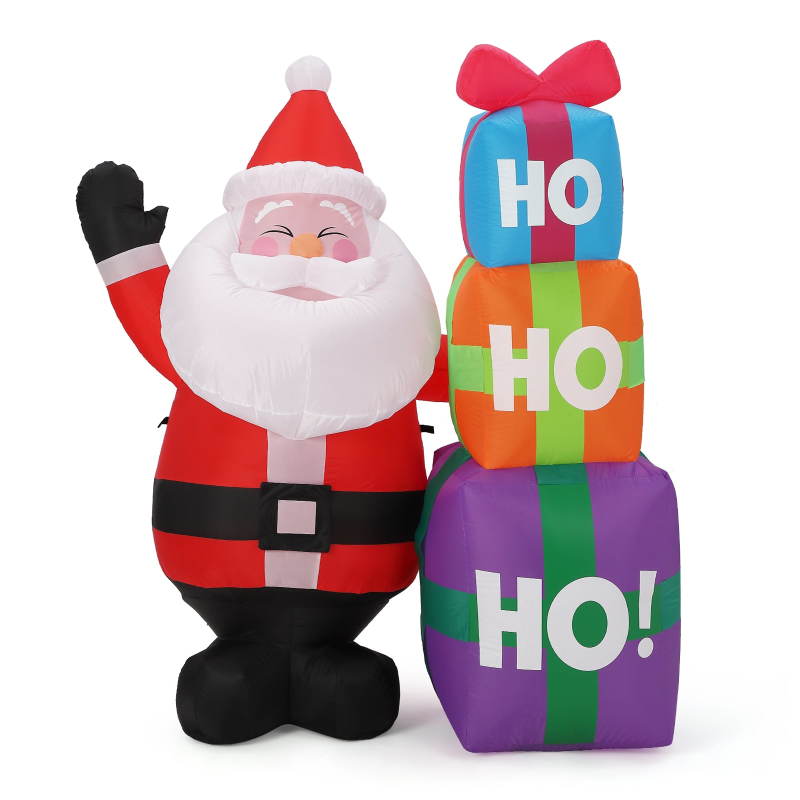 Garvee 6FT Christmas Inflatable Outdoor Decorations, Cute Santa with Gift Box, Blow Up Xmas Yard Decoration for Holiday Home Party Garden Lawn Decor, Indoor Outdoor Use, Easy Installation