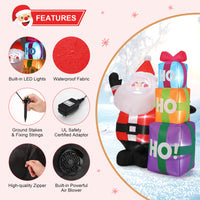 Garvee 6FT Christmas Inflatable Outdoor Decorations, Cute Santa with Gift Box, Blow Up Xmas Yard Decoration for Holiday Home Party Garden Lawn Decor, Indoor Outdoor Use, Easy Installation