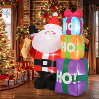 Garvee 6FT Christmas Inflatable Outdoor Decorations, Cute Santa with Gift Box, Blow Up Xmas Yard Decoration for Holiday Home Party Garden Lawn Decor, Indoor Outdoor Use, Easy Installation