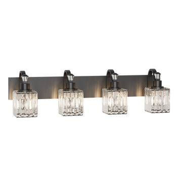 Garvee Modern Crystal Vanity Lamp with 4 Lights, Bathroom Mirror Shower Light, Suitable for Bathroom, Bedroom, and Interior Decoration, Black