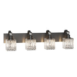 Garvee Modern Crystal Vanity Lamp with 4 Lights, Bathroom Mirror Shower Light, Suitable for Bathroom, Bedroom, and Interior Decoration, Black - Black