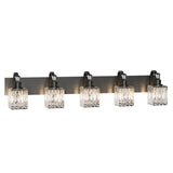 Garvee 5-Lights Modern Crystal Bathroom Vanity Lamp with Glass Cover, Mirror Front Lamp, Mirrored Crystal Shower Light for Bathroom, Bedroom, Kitchen, Living Room, and Outdoor Garden - Black