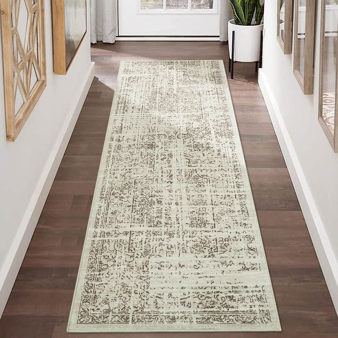 Garvee Hallway Runner Rug 2x6 - Brown Kitchen Rugs Non Slip Washable Soft Touch Carpet Runner Rug Stylish Rug Runner for Home Kitchen Bedroom