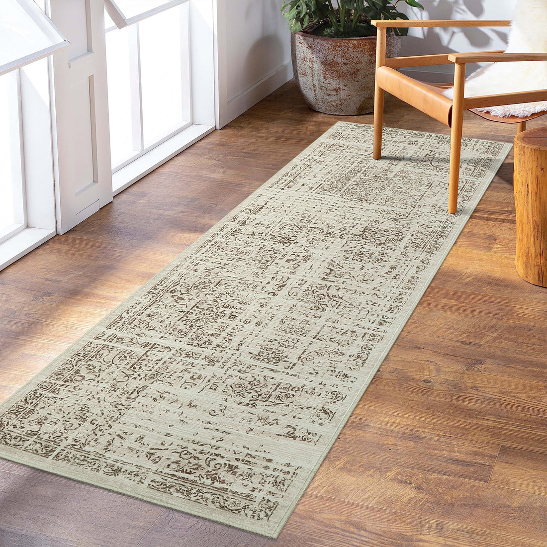 Garvee Hallway Runner Rug 2x6 - Brown Kitchen Rugs Non Slip Washable Soft Touch Carpet Runner Rug Stylish Rug Runner for Home Kitchen Bedroom