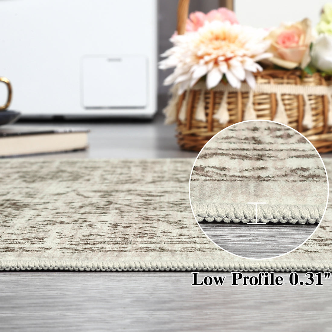 Garvee 10x13 Rug, Large Brown Area Rug - Foldable Rugs for Living Room 10x13 - Stain Resistant Vintage Area Rugs 10x13 - Living Room Area Rugs 10x13 - Eco-Friendly Washable Rug