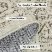 Garvee Area Rug 8x10 Washable Rug Brown Vintage Rug Traditional Floor Cover Thin Rug Retro Kitchen Indoor Distressed Non Slip Carpet Floral Print Mat Living Room Bedroom Dining Room