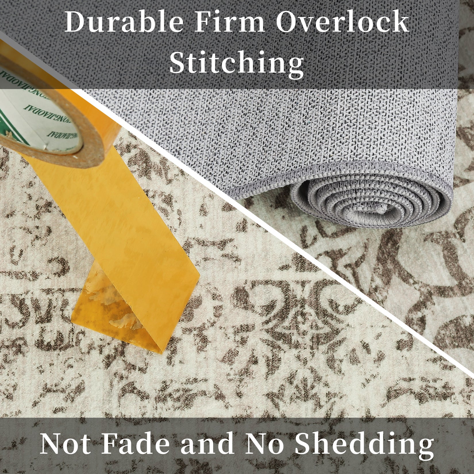 Garvee 5x7 Washable Area Rug Vintage Rug Traditional Floor Cover Foldable Thin Rug Kitchen Accent Rug Indoor Distressed Non Slip Carpet Floral Print Mat Bedroom Living Room Bathroom Brown