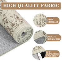 Garvee 5x7 Washable Area Rug Vintage Rug Traditional Floor Cover Foldable Thin Rug Kitchen Accent Rug Indoor Distressed Non Slip Carpet Floral Print Mat Bedroom Living Room Bathroom Brown