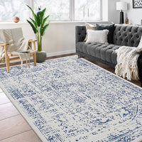 Garvee 10x13 Rug, Large Blue Area Rug - Foldable Rugs for Living Room 10x13 - Stain Resistant Vintage Area Rugs 10x13 - Living Room Area Rugs 10x13 - Eco-Friendly Washable Rug