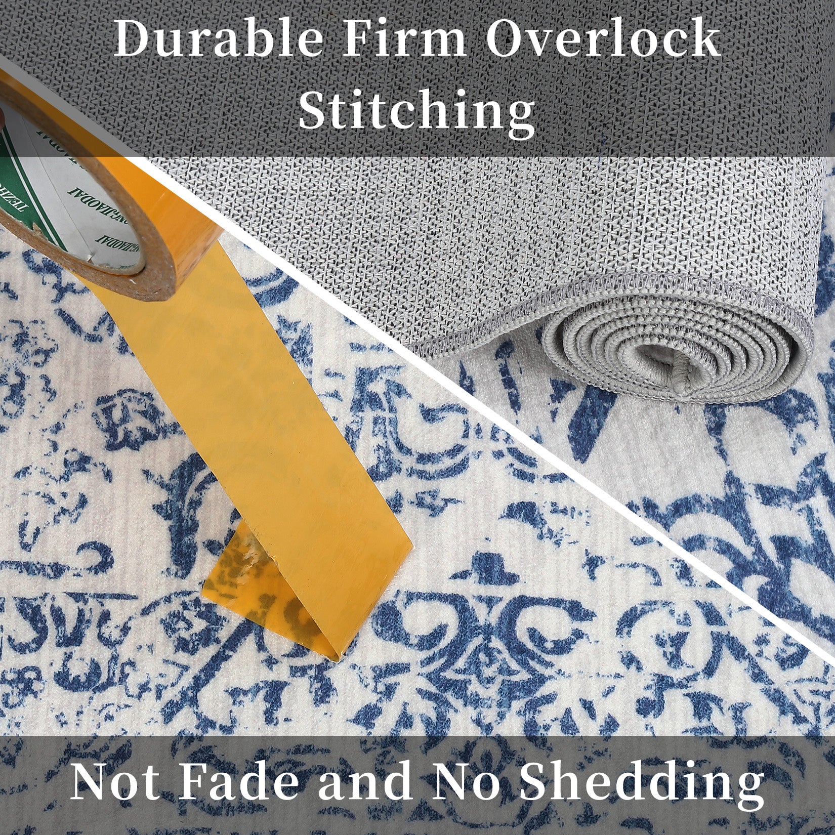 Garvee 10x13 Rug, Large Blue Area Rug - Foldable Rugs for Living Room 10x13 - Stain Resistant Vintage Area Rugs 10x13 - Living Room Area Rugs 10x13 - Eco-Friendly Washable Rug