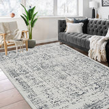 Garvee Large Grey Area Rug - Foldable Rugs for Living Room 10x13 - Stain Resistant Vintage Area Rugs 10x13 - Living Room Area Rugs 10x13 - Eco-Friendly Washable Rug - Gray